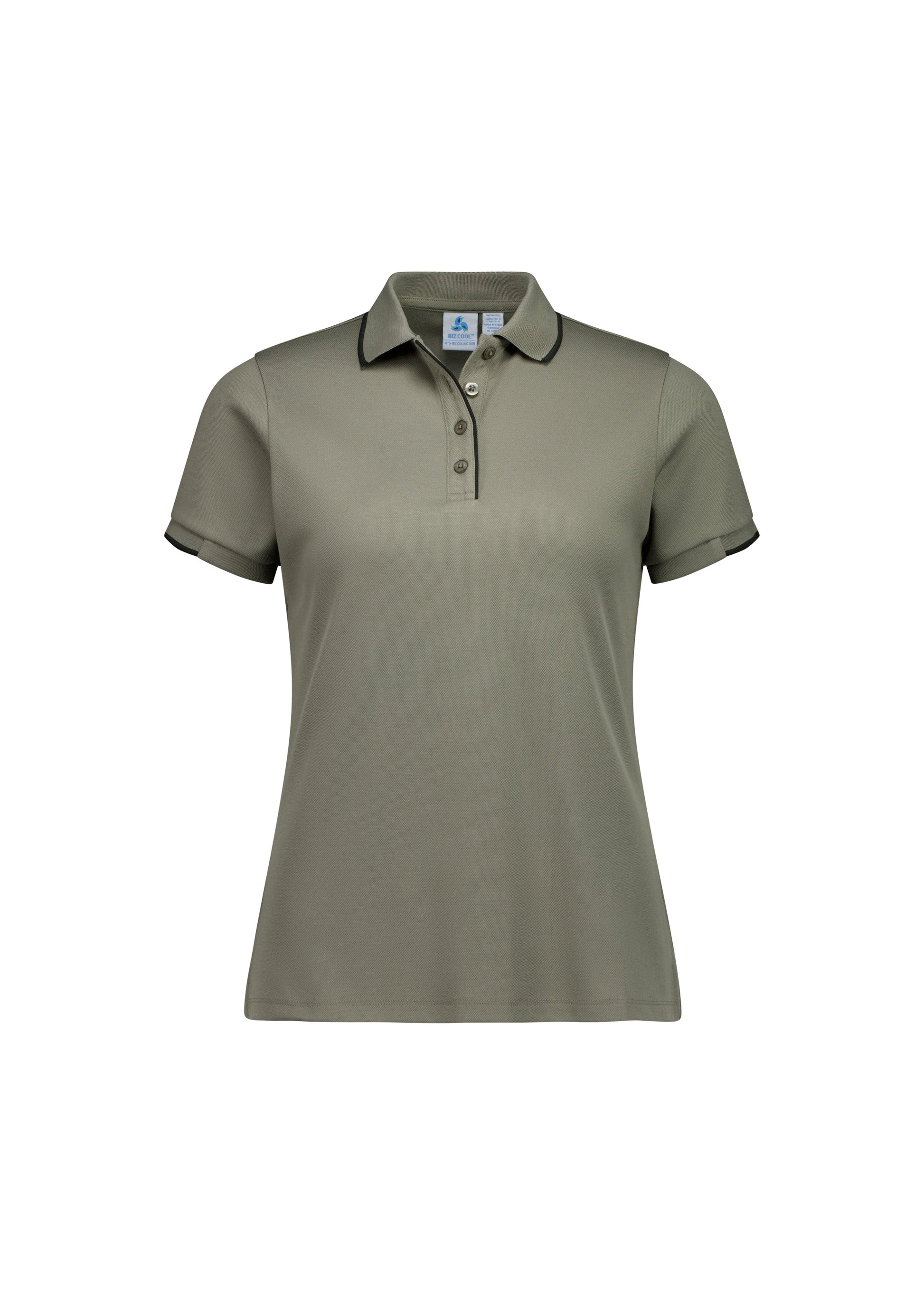 Biz Collection Polos / Shirts Taupe/Black / 6 Biz Collection Womens Focus Short Sleeve Polo