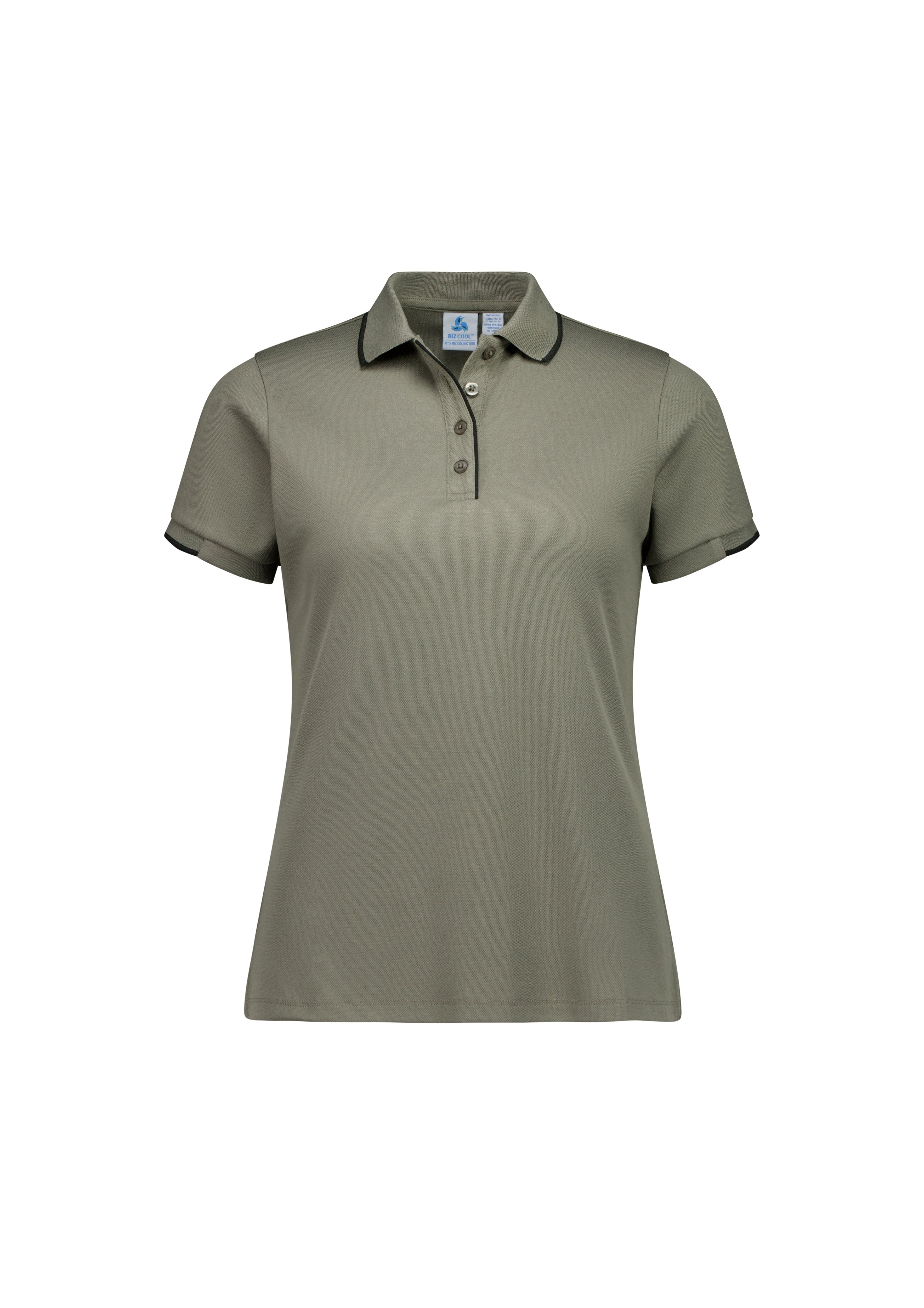 Biz Collection Polos / Shirts Taupe/Black / 6 Biz Collection Womens Focus Short Sleeve Polo