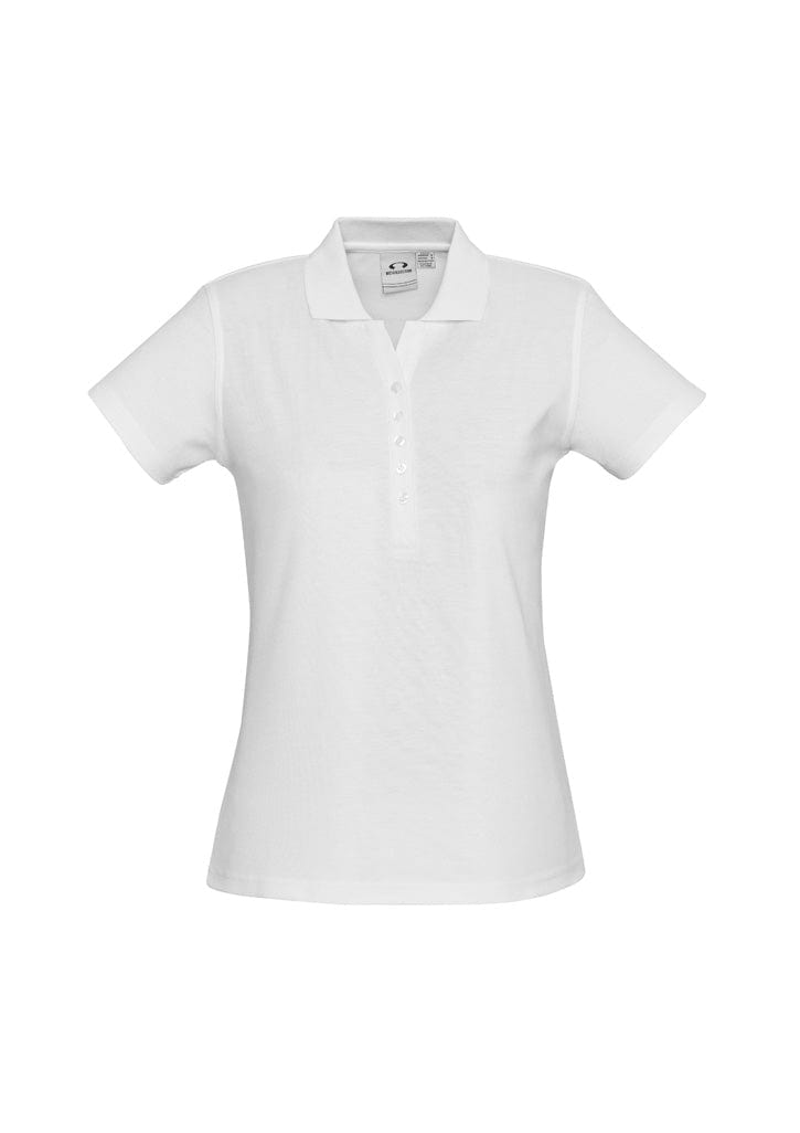 Biz Collection Polos / Shirts White / 8 Biz Collection Womens Crew Short Sleeve Polo 2