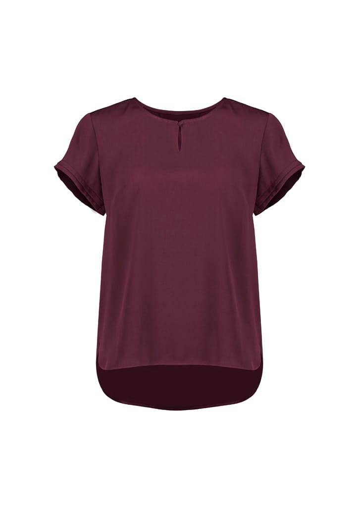 Biz Collection Polos / Shirts Wine / 6 Biz Corperates Womens Evelyn Short Sleeve Blouse