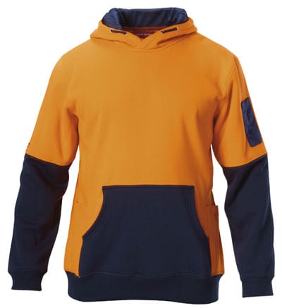 Hard Yakka Hoodies Orange/Navy / XS Hard Yakka Hi-Visibility Two Tone Brushed Fleece Hoodie