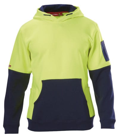 Hard Yakka Hoodies Yellow/Navy / XS Hard Yakka Hi-Visibility Two Tone Brushed Fleece Hoodie