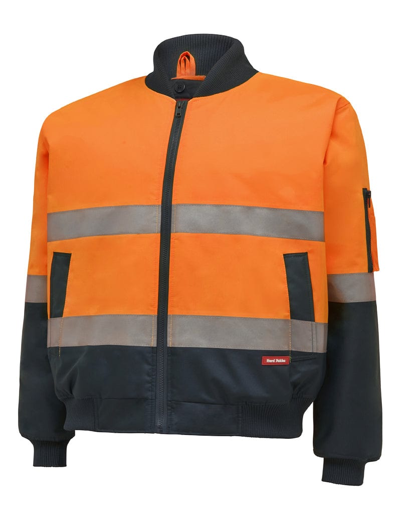 Hard Yakka Jackets / Vests Orange/Navy / S Hard Yakka Hard Yakka Hi Vis 2Tone Bomber Jkt With Hoop Tape