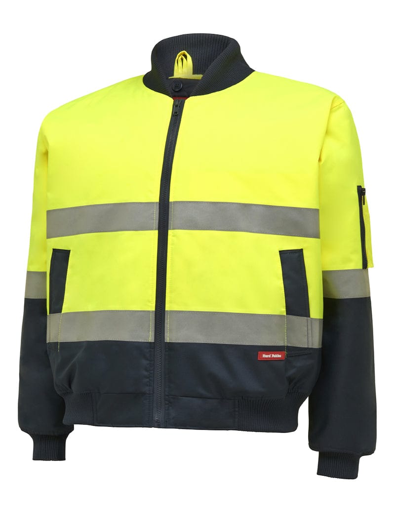 Hard Yakka Jackets / Vests Yellow/Navy / S Hard Yakka Hard Yakka Hi Vis 2Tone Bomber Jkt With Hoop Tape