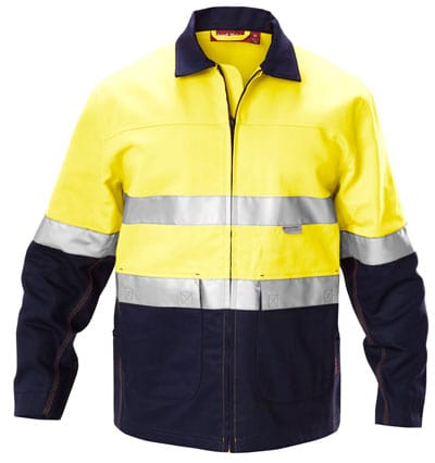 Hard Yakka Jackets / Vests Yellow/Navy / S Hard Yakka Hi Vis 2Tone Cotton Work Jacket With 3M Tape