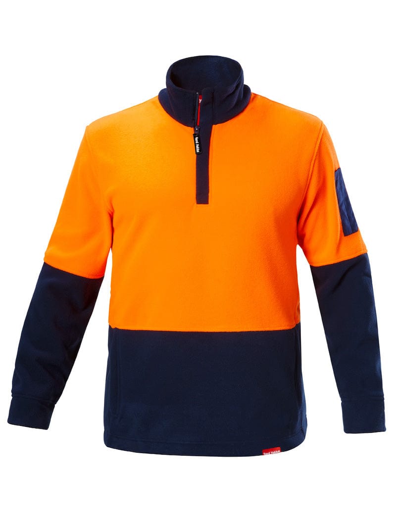 Hard Yakka Orange/Navy / 2XS Hard Yakka Hy Hivis 2Tone 1/4 Zip Brushed Fleece Jmpr No Tape