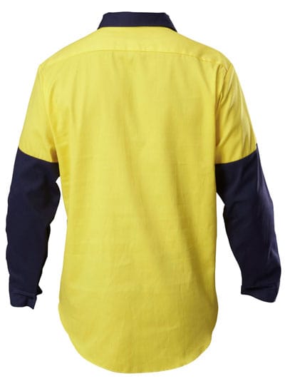 Hard Yakka Polos / Shirts Hard Yakka Hi Vis 2T Ctn Drill Clsd Front Shirt Lng Slve