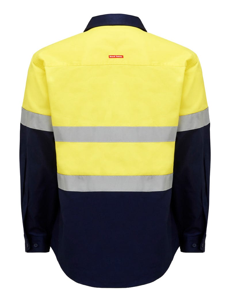 Hard Yakka Polos / Shirts Hard Yakka Hivis L/Slv 2 Tone Cotton Drill Shirt W/Tape