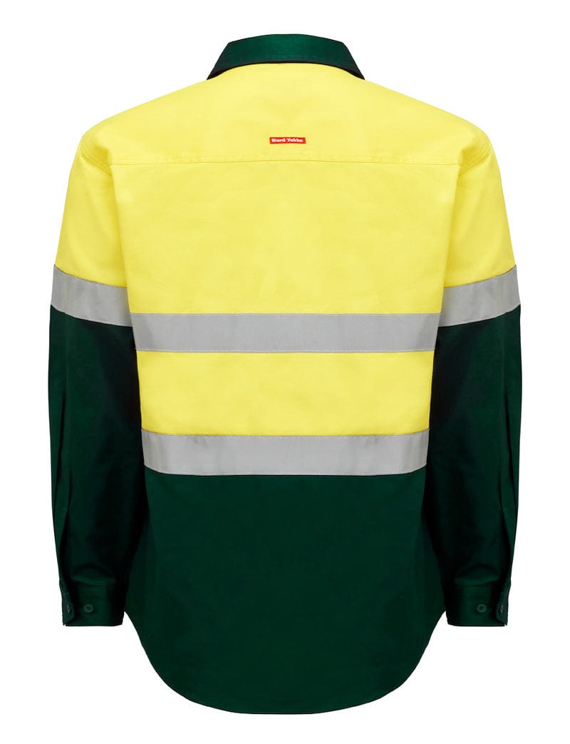 Hard Yakka Polos / Shirts Hard Yakka Hivis L/Slv 2 Tone Cotton Drill Shirt W/Tape
