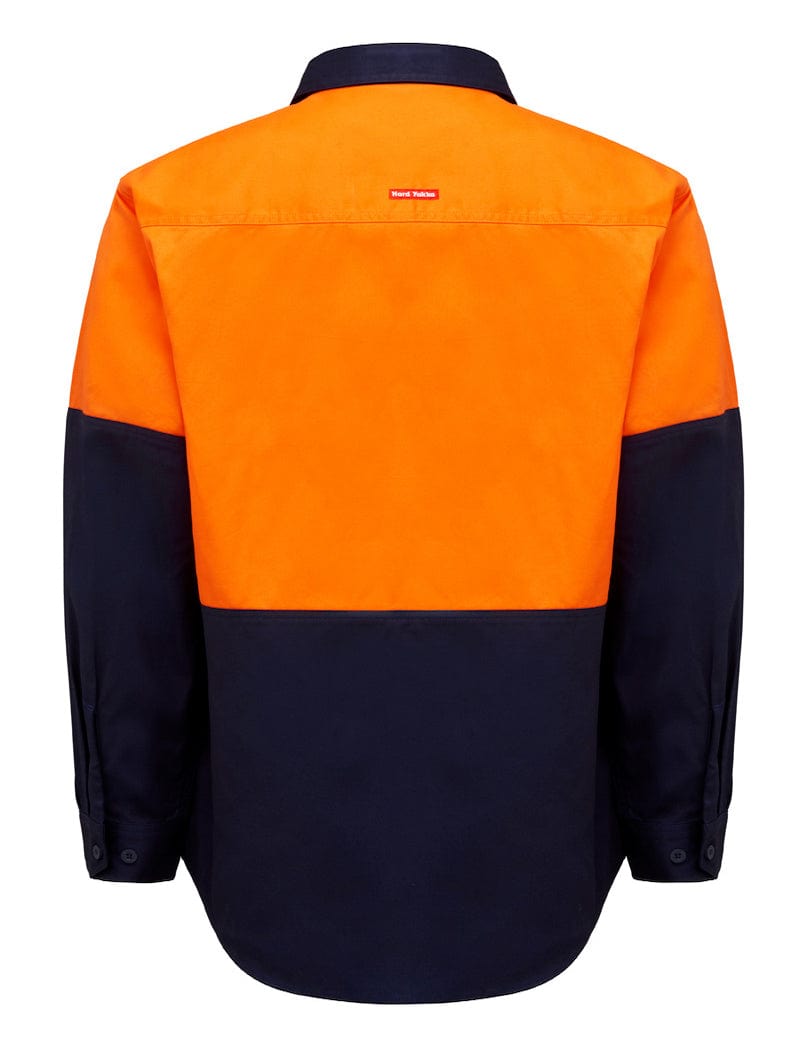 Hard Yakka Polos / Shirts Hard Yakka Hivis L/Slv H/Weight 2 Tone Cotton Drill Shirt