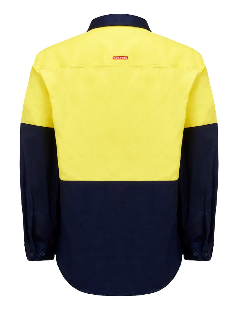 Hard Yakka Polos / Shirts Hard Yakka Hivis L/Slv H/Weight 2 Tone Cotton Drill Shirt