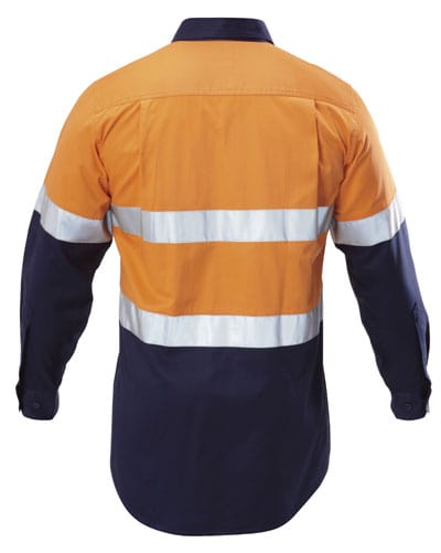 Hard Yakka Polos / Shirts Hard Yakka Mens Hi Vis 2T Cotton Drill Shirt Taped Ls