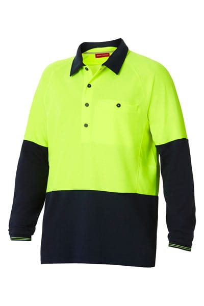Hard Yakka Polos / Shirts Lemon/Dark Navy / XS Hard Yakka Hi Vis 2 Tone LS Polo