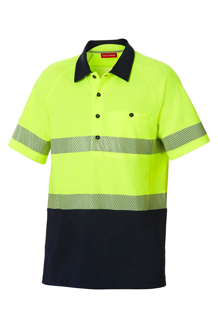 Hard Yakka Polos / Shirts Lemon/Dark Navy / XS Hard Yakka Hivis Ss Ctn Bk Polo