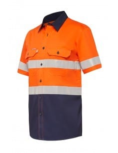 Hard Yakka Polos / Shirts Orange/Navy / S Hard Yakka Koolgear Hi Vis 2 Tone Ventilated Ss Shirt W/Tape