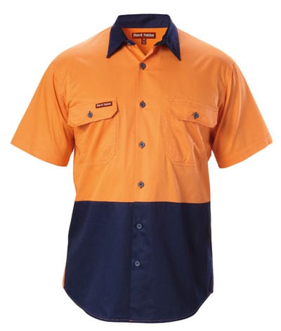 Hard Yakka Polos / Shirts Orange/Navy / S Hard Yakka Shirt Ss H/V Spliced Air Vent