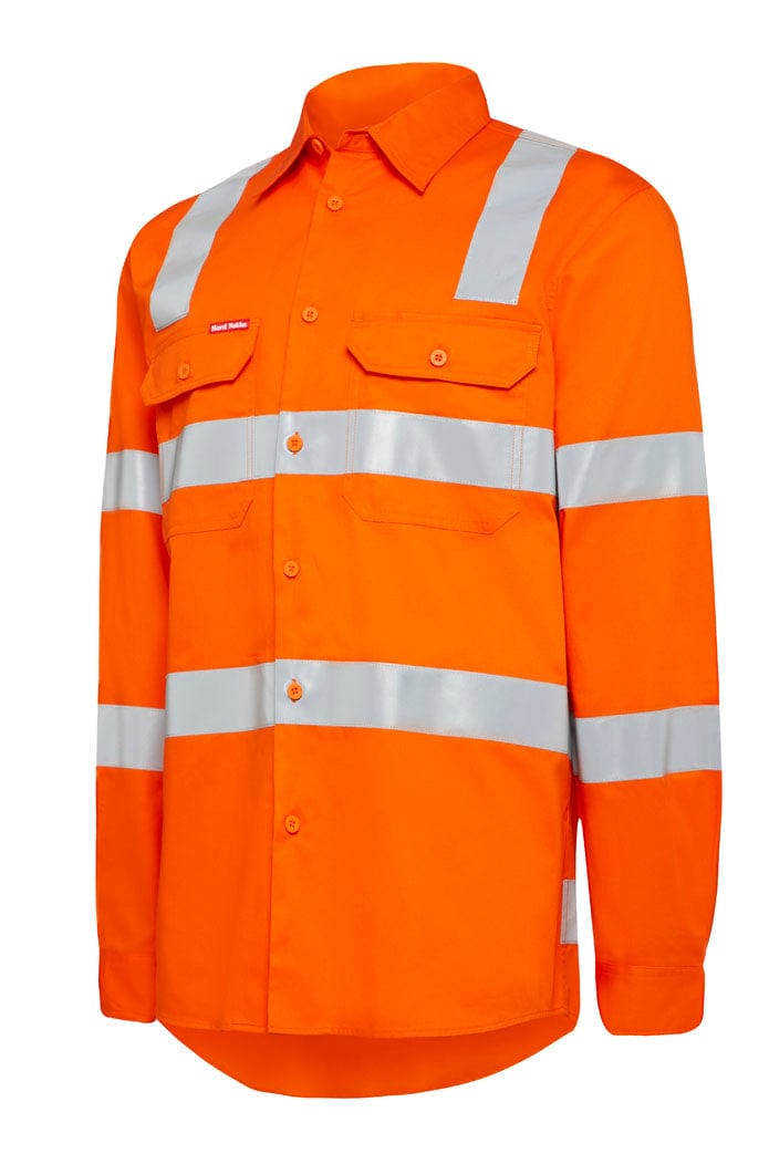 Hard Yakka Polos / Shirts Safety Orange / XS Hard Yakka Shirt Lightweight 2T Bi Motion W/Vent & Tape Ls
