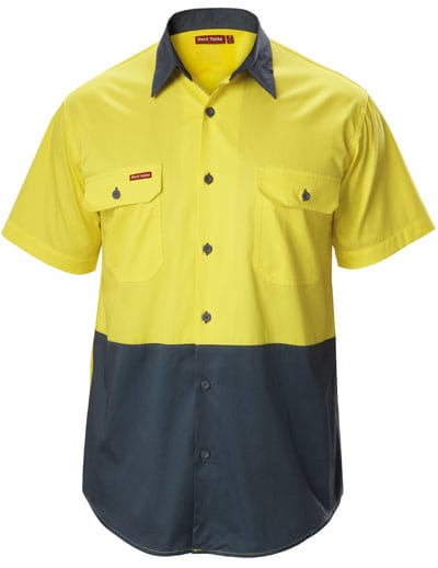 Hard Yakka Polos / Shirts Yellow/Green / S Hard Yakka Shirt Ss H/V Spliced Air Vent