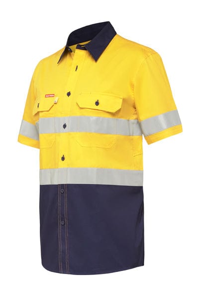 Hard Yakka Polos / Shirts Yellow/Navy / S Hard Yakka Koolgear Hi Vis 2 Tone Ventilated Ss Shirt W/Tape