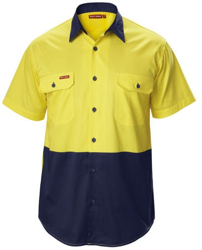 Hard Yakka Polos / Shirts Yellow/Navy / S Hard Yakka Shirt Ss H/V Spliced Air Vent