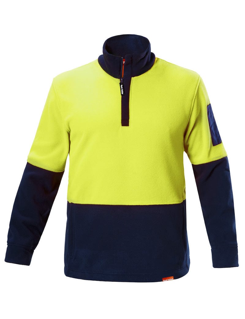 Hard Yakka Yellow/Navy / 2XS Hard Yakka Hy Hivis 2Tone 1/4 Zip Brushed Fleece Jmpr No Tape