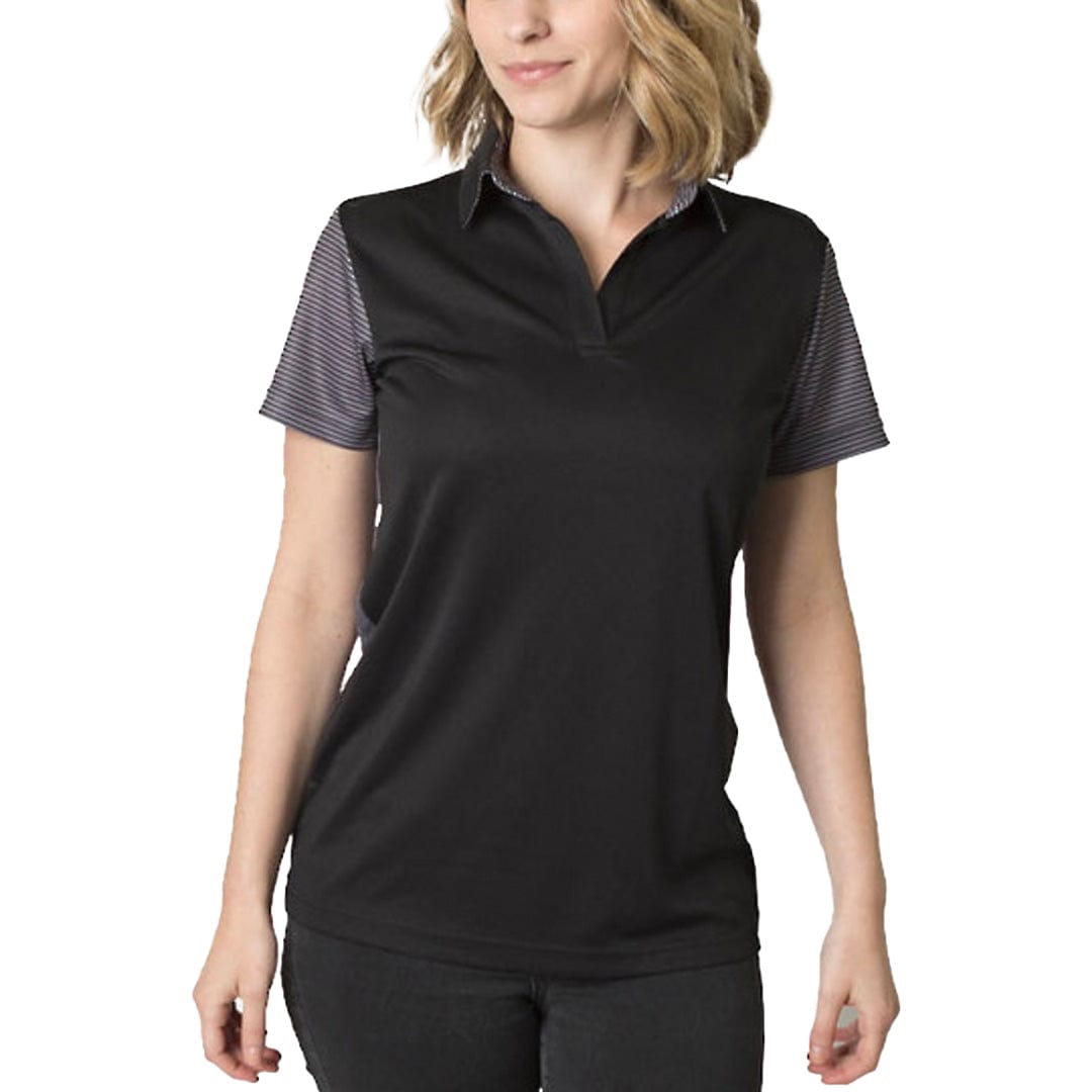 In Style Apparel Polos / Shirts Black/Charcoal Heather/Charcoal Stripe / 8 In Style Apparel Womens Polo Shirt BKP600L
