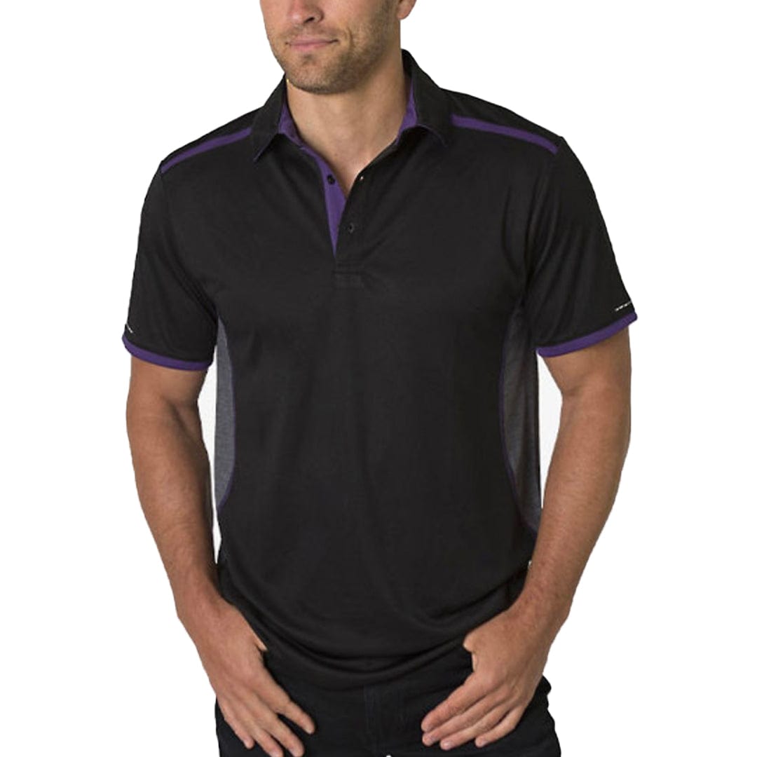 In Style Apparel Polos / Shirts Black/Charcoal Heather/Deep Purple / S In Style Apparel Mens Polo Shirt BKP500