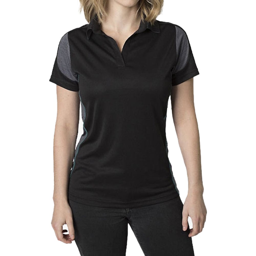 In Style Apparel Polos / Shirts Black/Charcoal Heather/Deep Teal / 8 In Style Apparel Womens Polo Shirt BKP800L