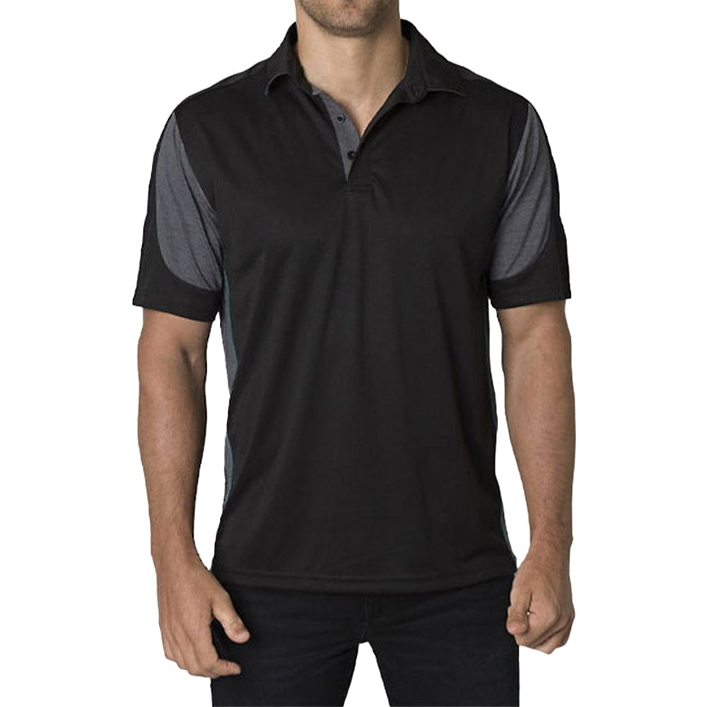 In Style Apparel Polos / Shirts Black/Charcoal Heather/Deep Teal / S In Style Apparel Mens Polo Shirt BKP800