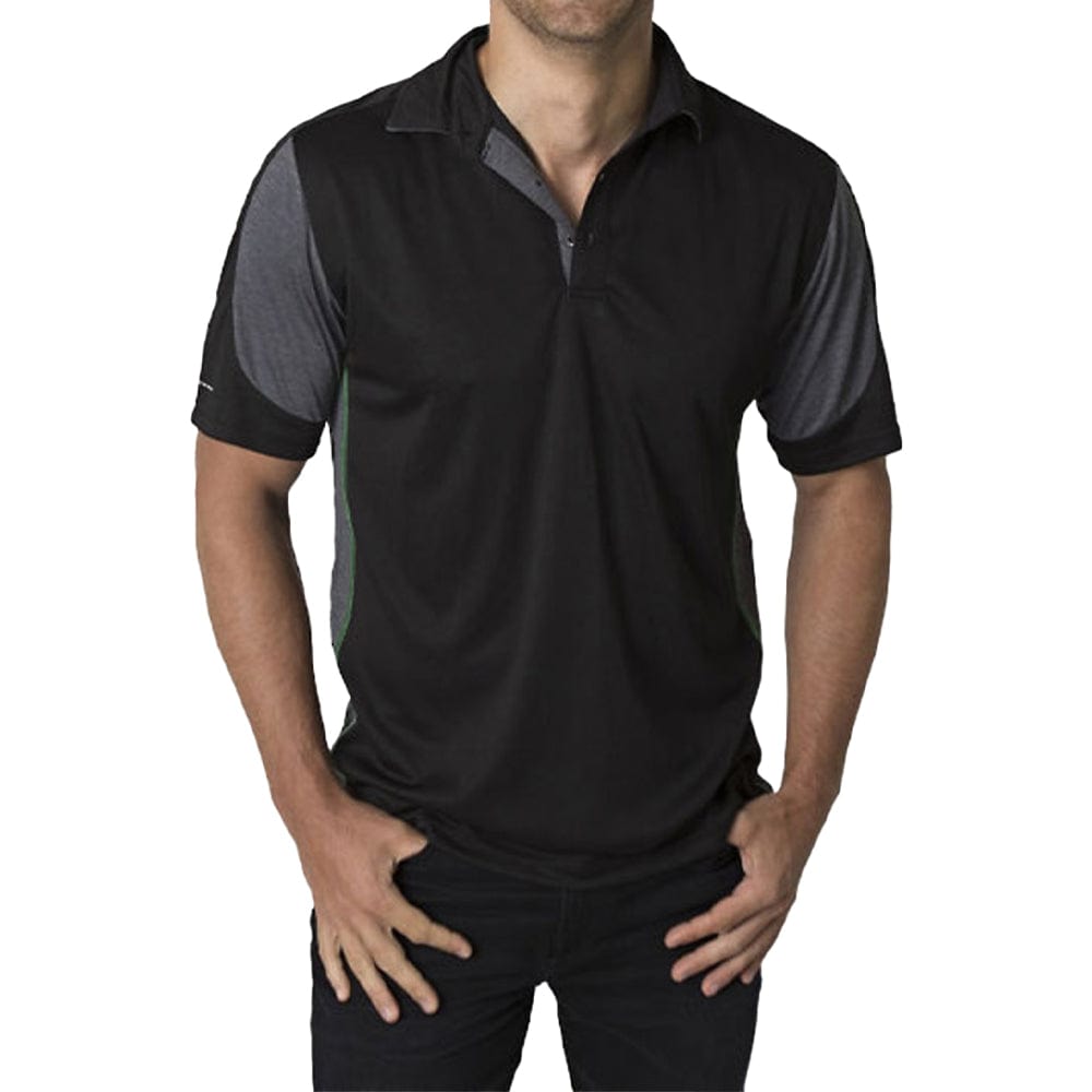 In Style Apparel Polos / Shirts Black/Charcoal Heather/Emerald / S In Style Apparel Mens Polo Shirt BKP800