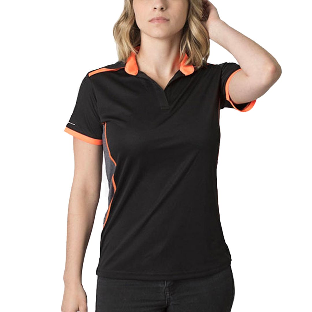In Style Apparel Polos / Shirts Black/Charcoal Heather/Neon Orange / 8 In Style Apparel Womens Polo Shirt BKP500L