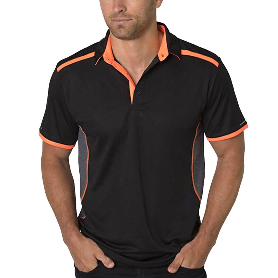 In Style Apparel Polos / Shirts Black/Charcoal Heather/Neon Orange / S In Style Apparel Mens Polo Shirt BKP500