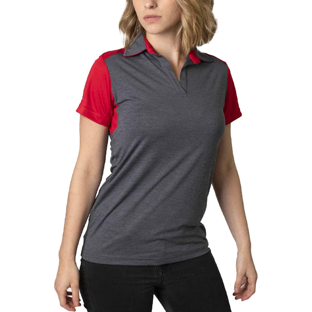In Style Apparel Polos / Shirts Charcoal Heather/Deep Red / 8 In Style Apparel Womens Polo Shirt BKP401L