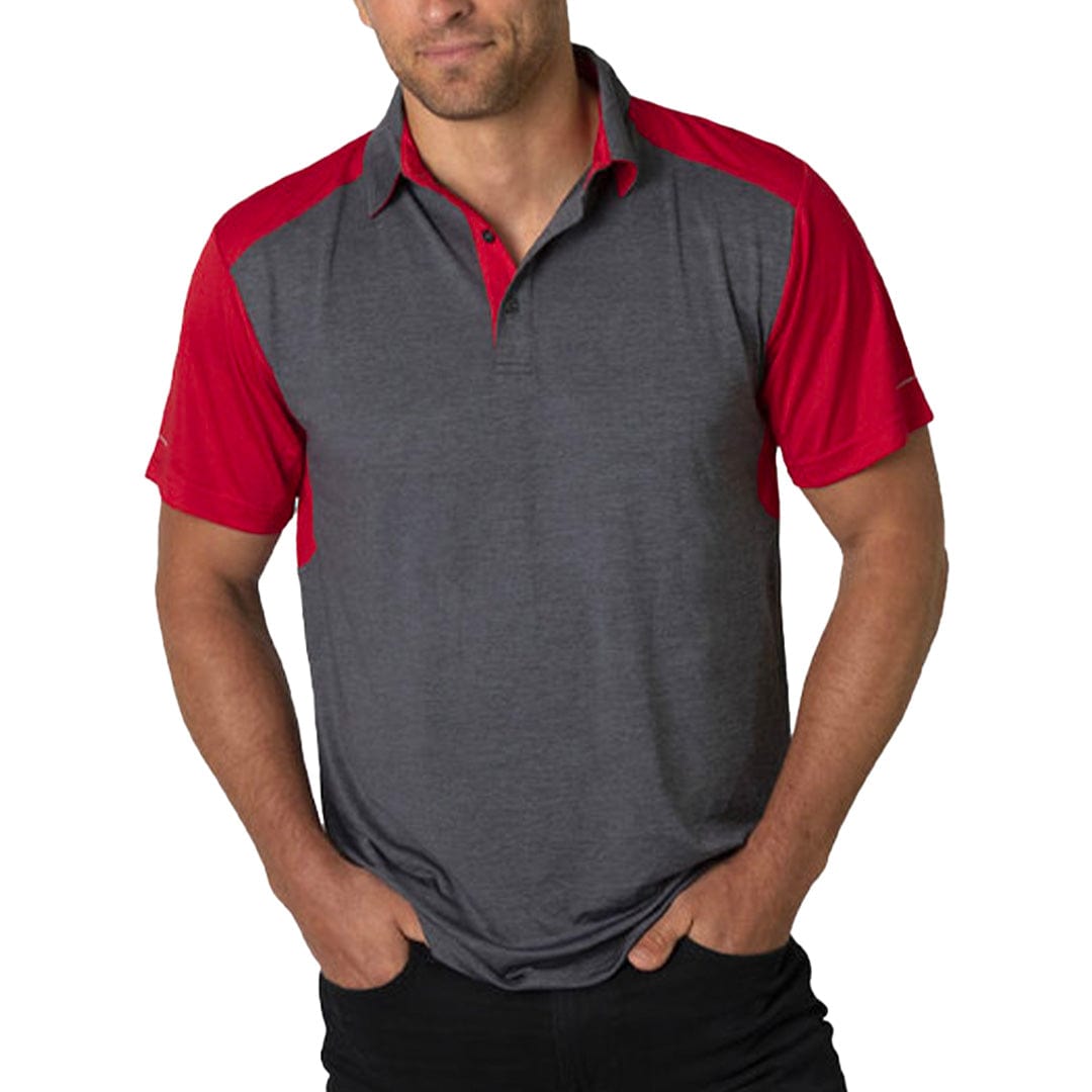 In Style Apparel Polos / Shirts Charcoal Heather/Deep Red / S In Style Apparel Mens Polo Shirt BKP401