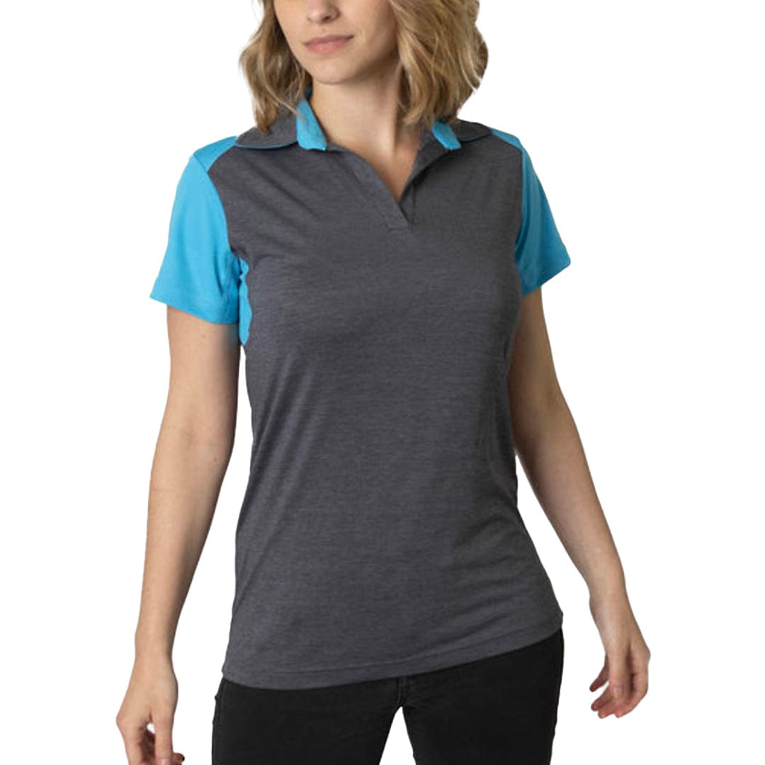 In Style Apparel Polos / Shirts Charcoal Heather/Hawaiian Blue / 8 In Style Apparel Womens Polo Shirt BKP401L