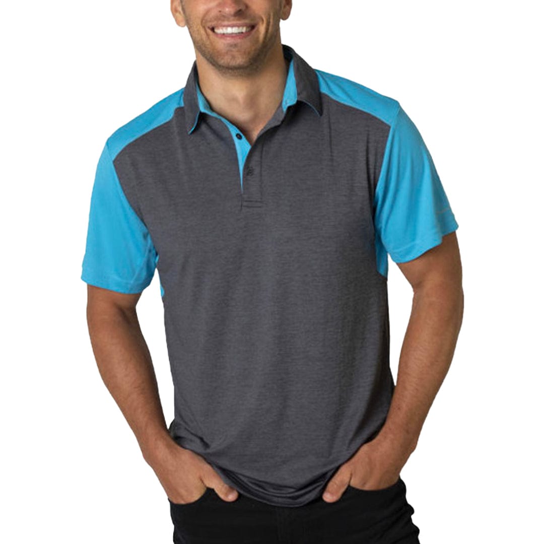 In Style Apparel Polos / Shirts Charcoal Heather/Hawaiian Blue / S In Style Apparel Mens Polo Shirt BKP401