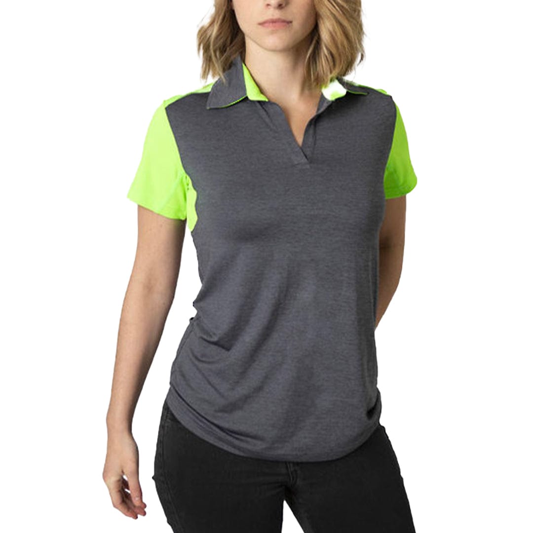 In Style Apparel Polos / Shirts Charcoal Heather/Neon Lime / 8 In Style Apparel Womens Polo Shirt BKP401L
