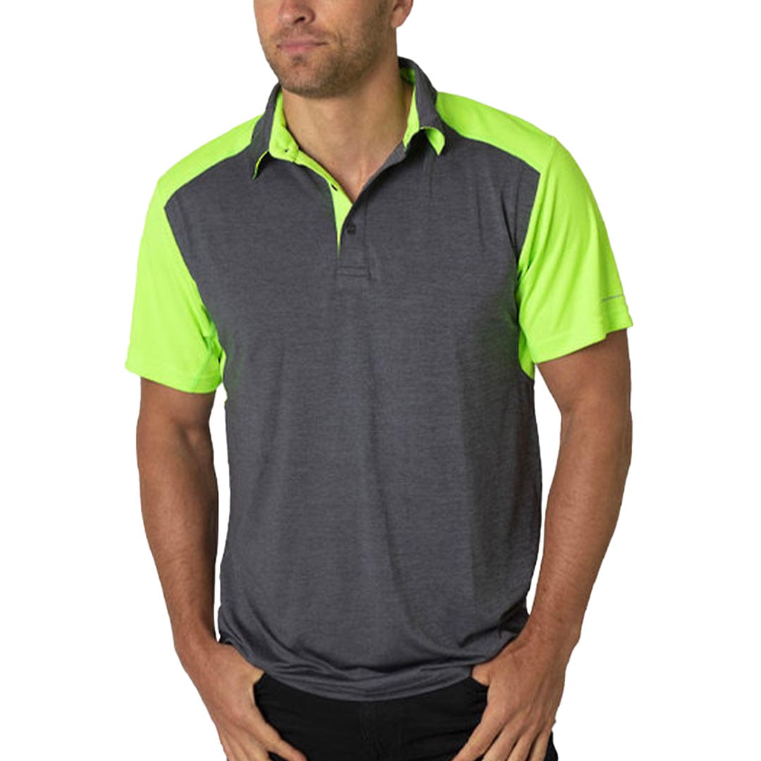 In Style Apparel Polos / Shirts Charcoal Heather/Neon Lime / S In Style Apparel Mens Polo Shirt BKP401