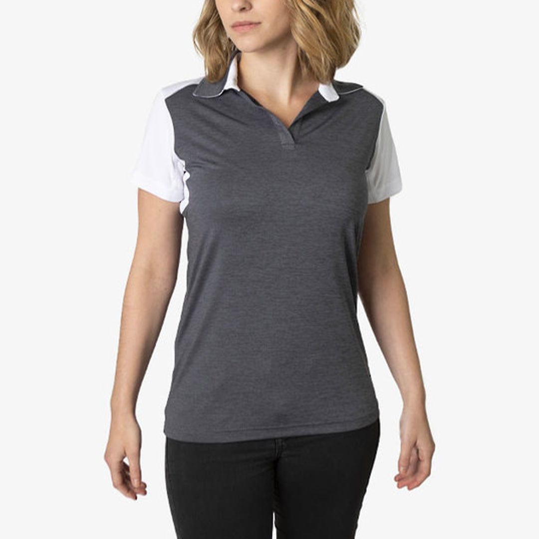 In Style Apparel Polos / Shirts Charcoal Heather/White / 8 In Style Apparel Womens Polo Shirt BKP401L