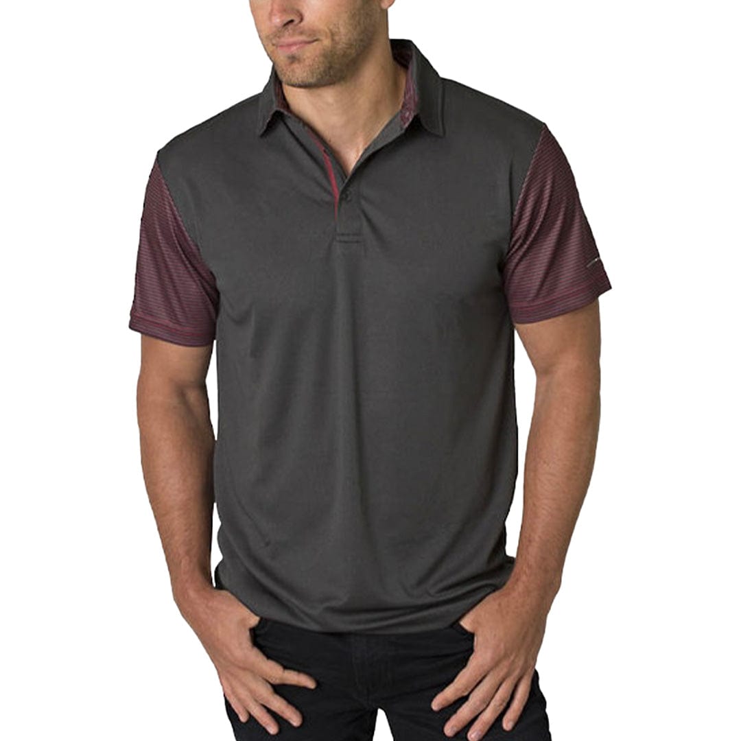 In Style Apparel Polos / Shirts Dark Charcoal/Charcoal Heather/Deep Red Stripe / S In Style Apparel Mens Polo Shirt BKP600