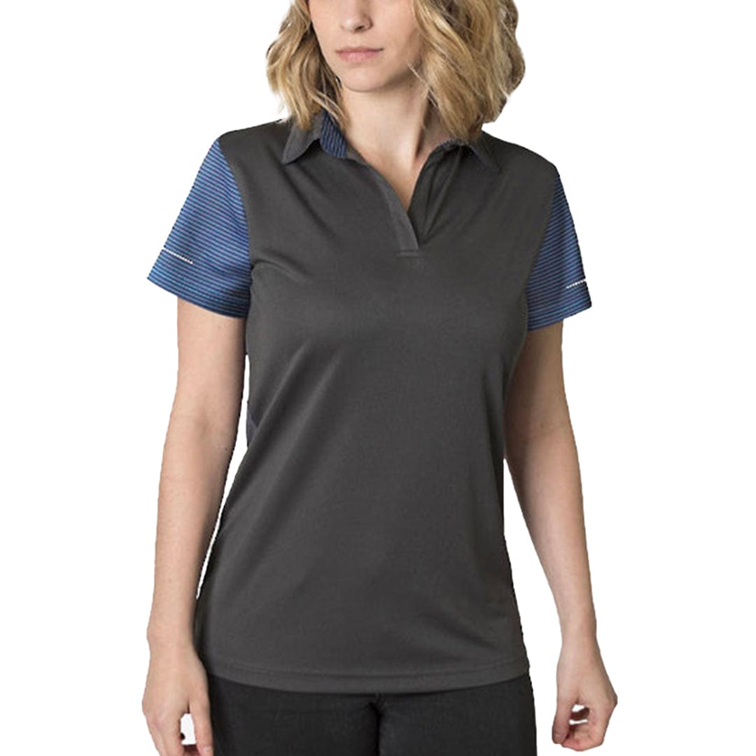In Style Apparel Polos / Shirts Dark Charcoal/Charcoal Heather/Hawaiian Blue Stripe / 8 In Style Apparel Womens Polo Shirt BKP600L