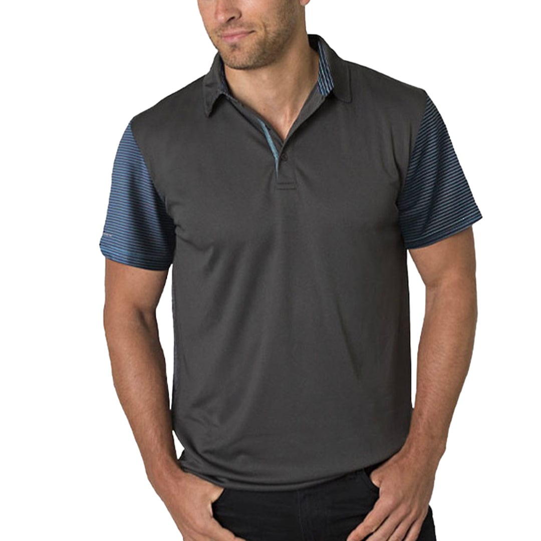 In Style Apparel Polos / Shirts Dark Charcoal/Charcoal Heather/Hawaiian Blue Stripe / S In Style Apparel Mens Polo Shirt BKP600