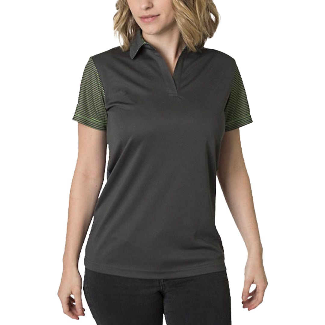 In Style Apparel Polos / Shirts Dark Charcoal/Charcoal Heather/Neon Lime Stripe / 8 In Style Apparel Womens Polo Shirt BKP600L
