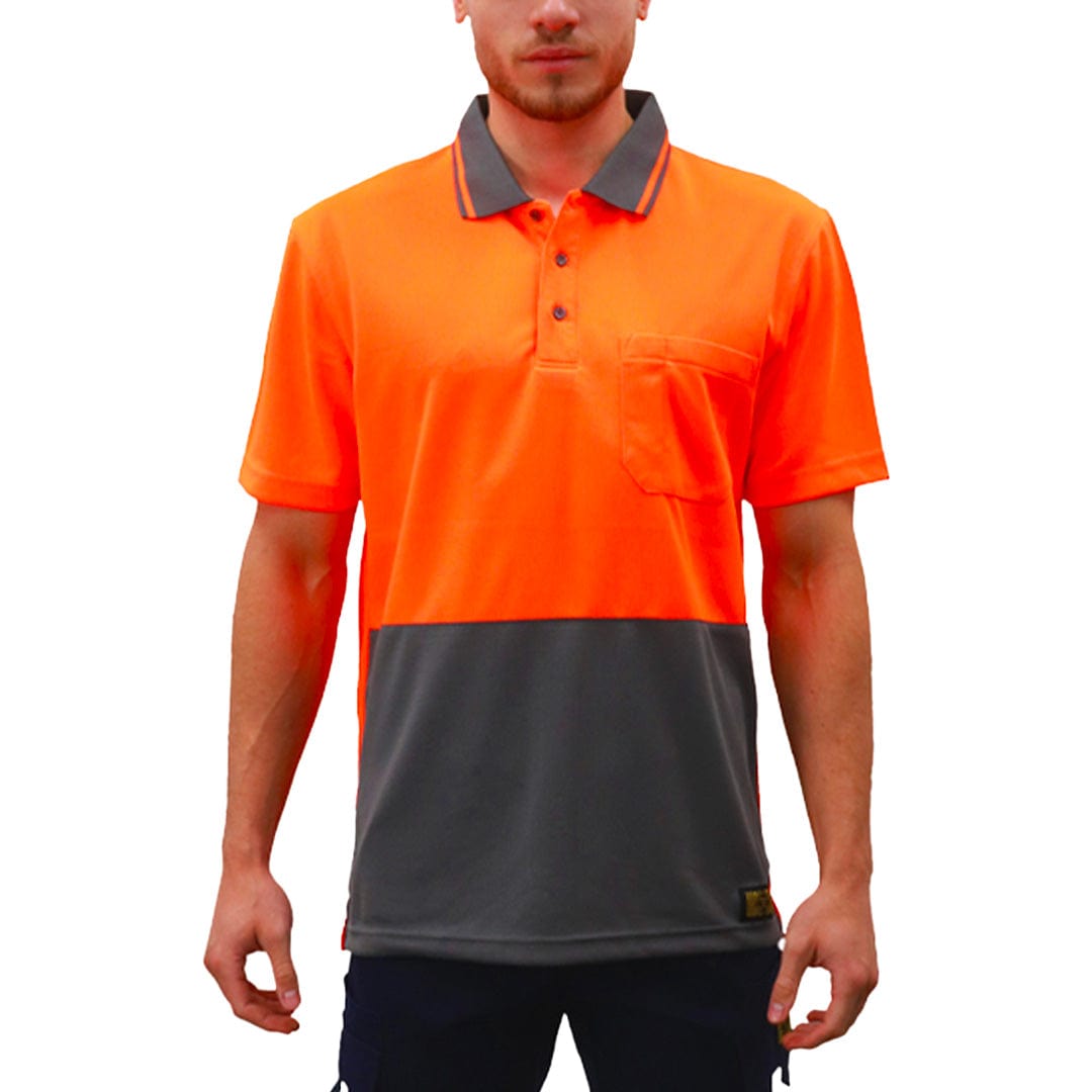 In Style Apparel Polos / Shirts Fluro Orange/Charcoal / S In Style Apparel Mens Hi Vis Polo Shirt SFWP150