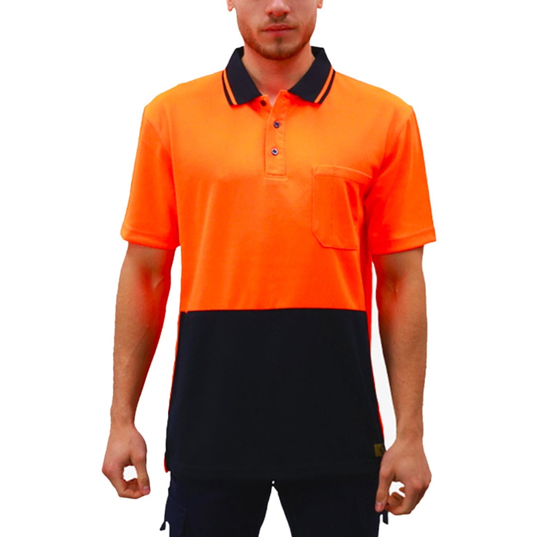 In Style Apparel Polos / Shirts Fluro Orange/Navy / S In Style Apparel Mens Hi Vis Polo Shirt SFWP150