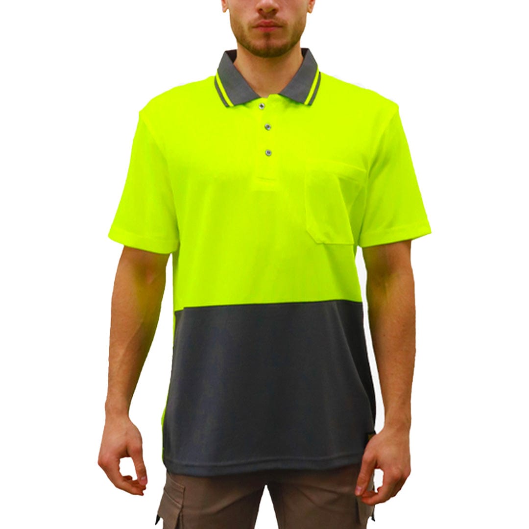 In Style Apparel Polos / Shirts Fluro Yellow/Charcoal / S In Style Apparel Mens Hi Vis Polo Shirt SFWP150