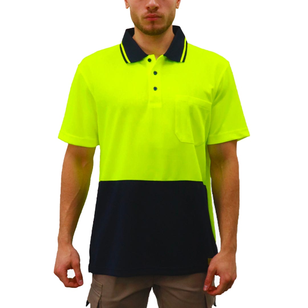 In Style Apparel Polos / Shirts Fluro Yellow/Navy / S In Style Apparel Mens Hi Vis Polo Shirt SFWP150