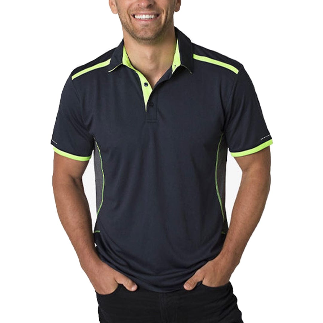 In Style Apparel Polos / Shirts Navy/Charcoal Heather/Neon Lime / S In Style Apparel Mens Polo Shirt BKP500
