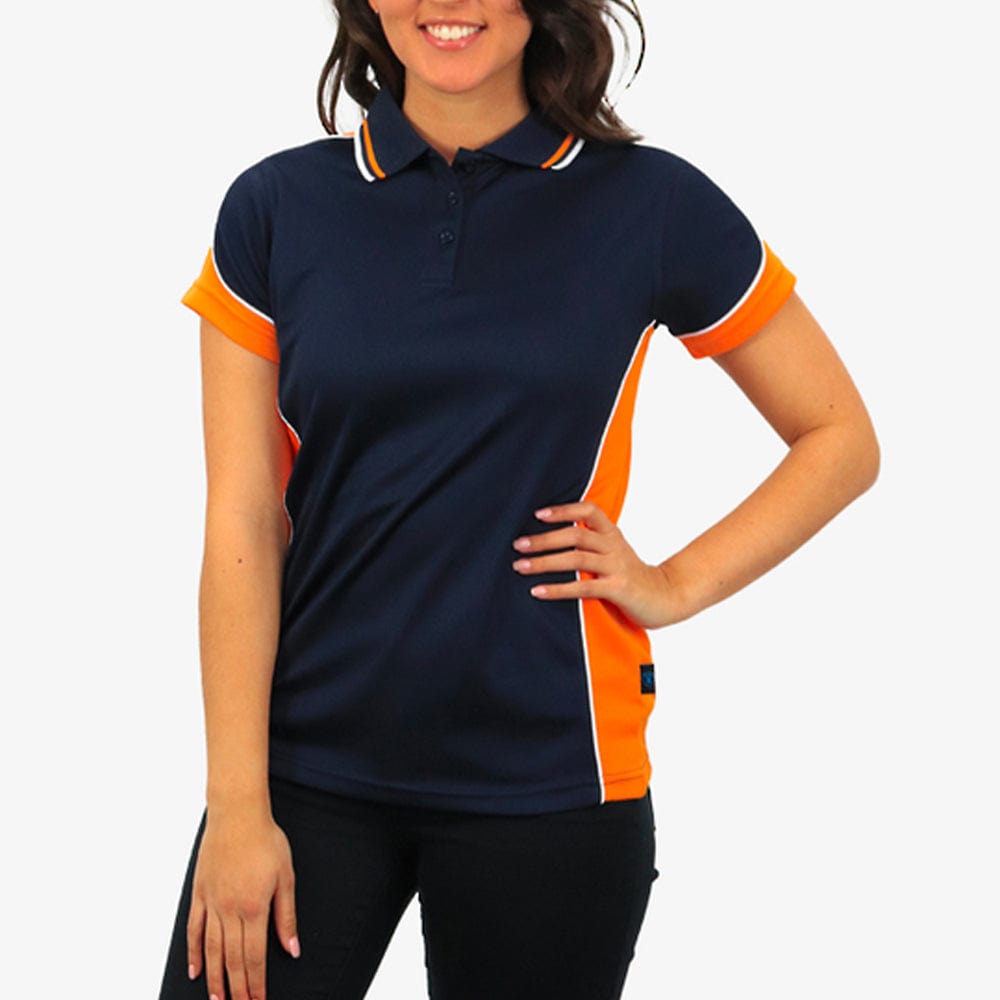 In Style Apparel Polos / Shirts Navy/Orange/White / 8 In Style Apparel Womens Polo Shirt