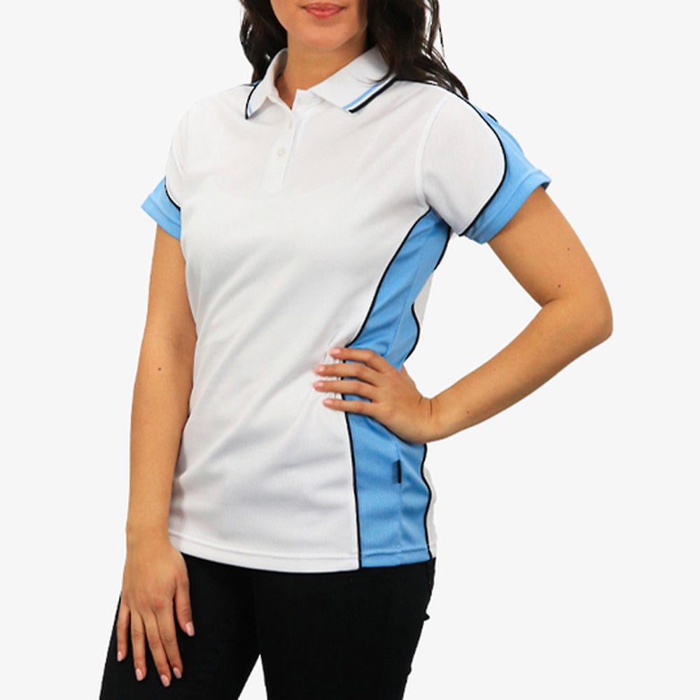 In Style Apparel Polos / Shirts White/Sky/Navy / 8 In Style Apparel Womens Polo Shirt